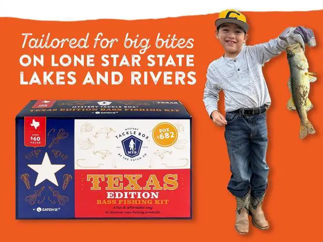 Alt view image 3 of 7 - Mystery Tackle Box Texas Bass Elite Fishing Kit 7-9 Freshwater Baits for Largemouth, Smallmouth & More Includes Exclusive Texas Decal