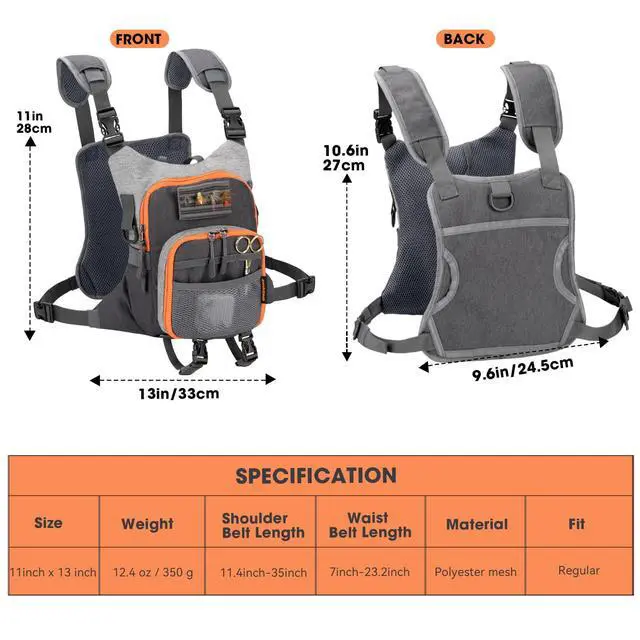 Alt view image 5 of 7 - QulayQualy Fly Fishing Pack - Chest Pack with Work Station Lightweight Tackle Fishing Bag with Quick-Release