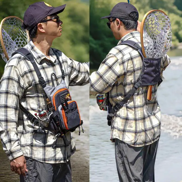 Alt view image 6 of 7 - QulayQualy Fly Fishing Pack - Chest Pack with Work Station Lightweight Tackle Fishing Bag with Quick-Release