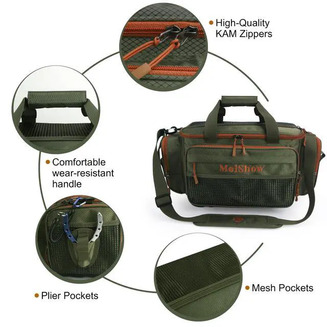 Alt view image 3 of 7 - Fishing Tackle Box Bag - Fishing Bags for Saltwater or Freshwater (#Green) Fishing Tackle Bags - Padded Shoulder Strap - Tackle Bag for 3600 3700 Tackle Box