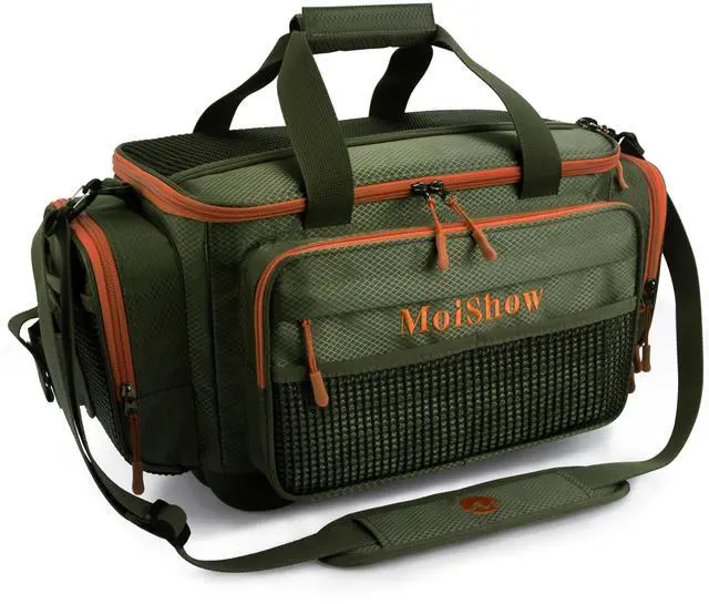Main image of Fishing Tackle Box Bag - Fishing Bags for Saltwater or Freshwater (#Green) Fishing Tackle Bags - Padded Shoulder Strap - Tackle Bag for 3600 3700 Tackle Box