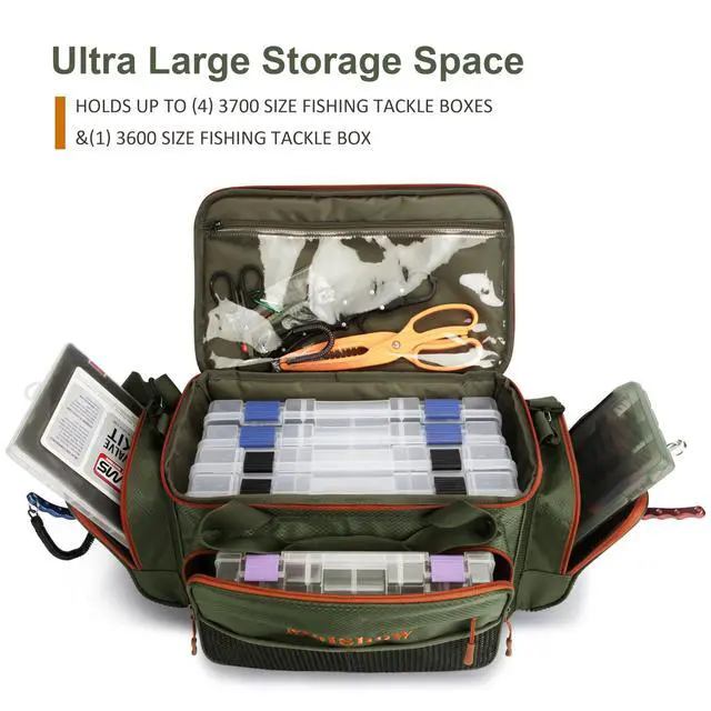 Alt view image 5 of 7 - Fishing Tackle Box Bag - Fishing Bags for Saltwater or Freshwater (#Green) Fishing Tackle Bags - Padded Shoulder Strap - Tackle Bag for 3600 3700 Tackle Box