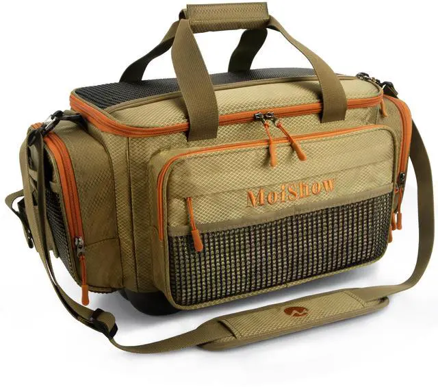Main image of Fishing Tackle Box Bag - Fishing Bags for Saltwater or Freshwater (#Khaki) Fishing Tackle Bags - Padded Shoulder Strap - Tackle Bag for 3600 3700 Tackle Box