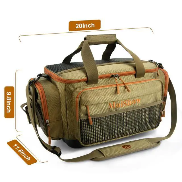 Alt view image 6 of 7 - Fishing Tackle Box Bag - Fishing Bags for Saltwater or Freshwater (#Khaki) Fishing Tackle Bags - Padded Shoulder Strap - Tackle Bag for 3600 3700 Tackle Box