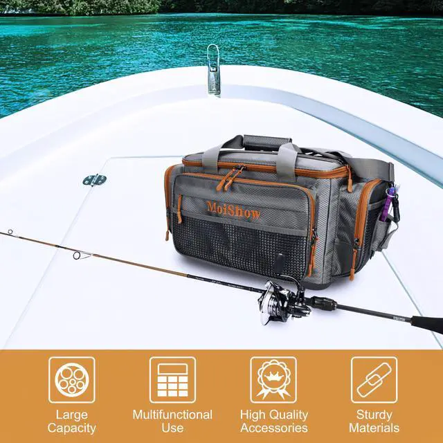 Alt view image 2 of 7 - Fishing Tackle Box Bag - Fishing Bags for Saltwater or Freshwater (#Grey) Fishing Tackle Bags - Padded Shoulder Strap - Tackle Bag for 3600 3700 Tackle Box