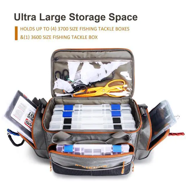 Alt view image 5 of 7 - Fishing Tackle Box Bag - Fishing Bags for Saltwater or Freshwater (#Grey) Fishing Tackle Bags - Padded Shoulder Strap - Tackle Bag for 3600 3700 Tackle Box
