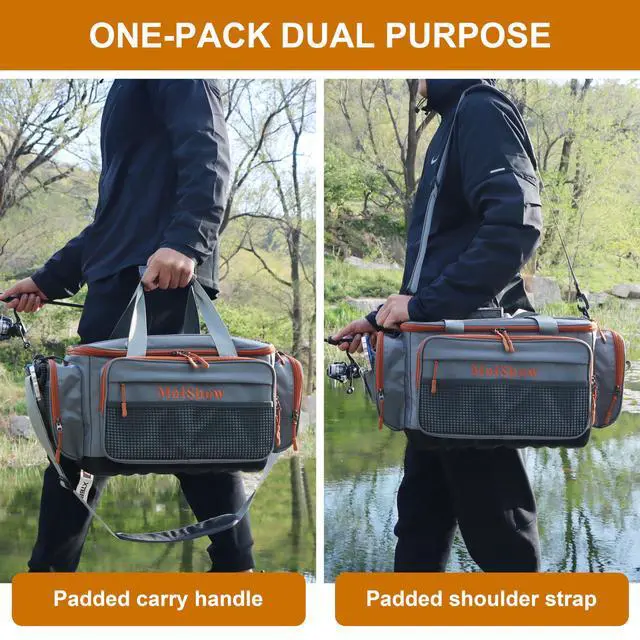 Alt view image 7 of 7 - Fishing Tackle Box Bag - Fishing Bags for Saltwater or Freshwater (#Grey) Fishing Tackle Bags - Padded Shoulder Strap - Tackle Bag for 3600 3700 Tackle Box
