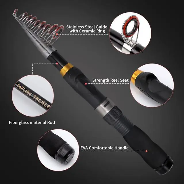Alt view image 2 of 4 - Collapsible Fishing Rod and Reel Combo, Telescopic Fishing Rod with Spinning Reel, Portable Collapsible Fishing Pole Kit for Saltwater and Freshwater Ideal Fishing Gift