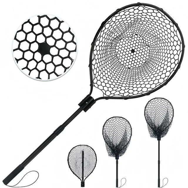 Main image of All Metal Telescoping Rubber Fishing Net with Handle Length: 59" Depth:19.7" Hoop: 26"x18" Large Silicone Fish Landing Net Pier/Kayak/Fishpond/Saltwater/Salmon Extendable Fishing Gear