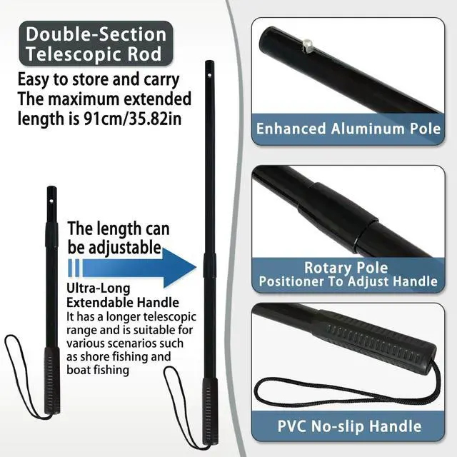 Alt view image 6 of 7 - All Metal Telescoping Rubber Fishing Net with Handle Length: 59" Depth:19.7" Hoop: 26"x18" Large Silicone Fish Landing Net Pier/Kayak/Fishpond/Saltwater/Salmon Extendable Fishing Gear