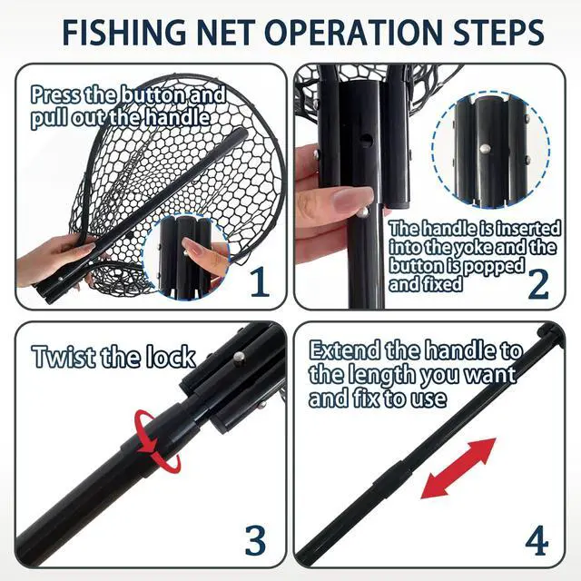 Alt view image 4 of 7 - All Metal Telescoping Rubber Fishing Net with Handle Length: 59" Depth:19.7" Hoop: 26"x18" Large Silicone Fish Landing Net Pier/Kayak/Fishpond/Saltwater/Salmon Extendable Fishing Gear