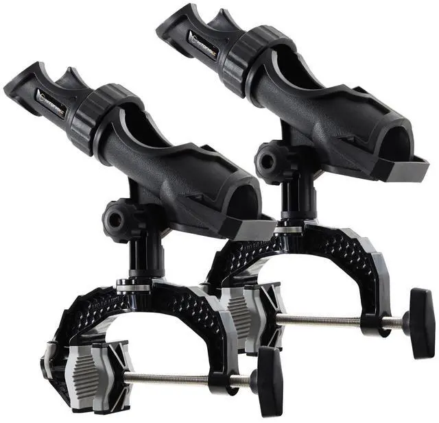 Main image of Fishing Rod Holder with Aluminum Alloy Base and One-Click Lock System Fits Round Square Tubes 0.59"~4.53" Enlarged Clamp Range for Bank Boat Kayak Fishing Rod Holder
