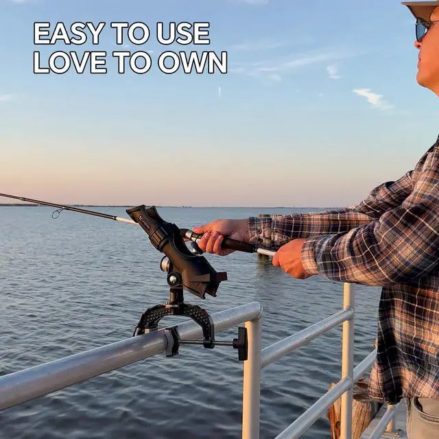 Alt view image 7 of 7 - Fishing Rod Holder with Aluminum Alloy Base and One-Click Lock System Fits Round Square Tubes 0.59"~4.53" Enlarged Clamp Range for Bank Boat Kayak Fishing Rod Holder