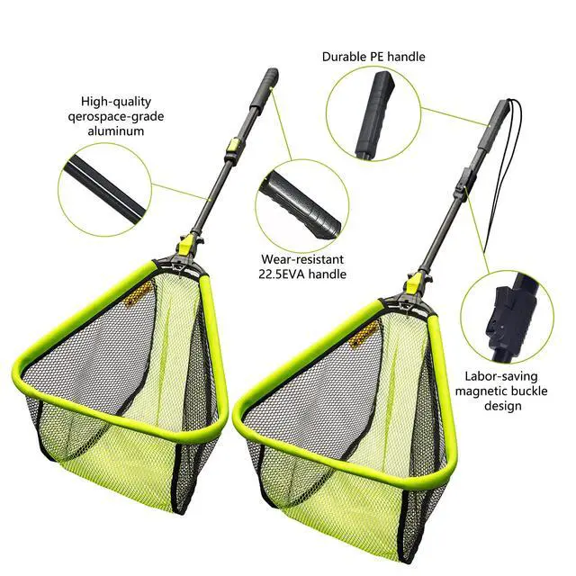 Alt view image 3 of 6 - Floating Fishing Net Foldable Telescopic Fish Landing Net with Built in Length Scale Rubber Coated for Kayak, Fly, Trout
