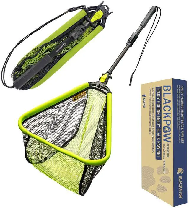 Main image of Floating Fishing Net Foldable Telescopic Fish Landing Net with Built in Length Scale Rubber Coated for Kayak, Fly, Trout