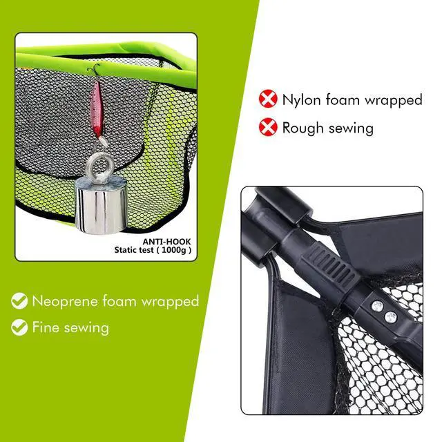 Alt view image 5 of 6 - Floating Fishing Net Foldable Telescopic Fish Landing Net with Built in Length Scale Rubber Coated for Kayak, Fly, Trout