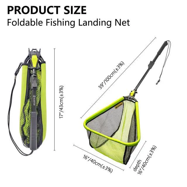 Alt view image 2 of 6 - Floating Fishing Net Foldable Telescopic Fish Landing Net with Built in Length Scale Rubber Coated for Kayak, Fly, Trout