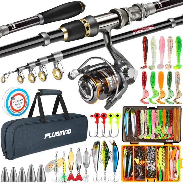 Main image of Fishing Gear - Telescopic Fishing Rod and Reel Combo with Tackle Box, Collapsible Rod and Lures Box, Travel Fish Pole Starter Kit, Fishing Accessories Tackle Lure Kit Gifts for Men Bass Trout