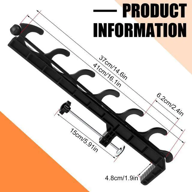 Alt view image 2 of 6 - 2 Sets Truck Bed Fishing Rod Holder, Fishing Pole Rack for Truck Holds 4 Rods, Fits 2.36" Thick Rails, Easy Install Kayak & Fly Rod Storage Stand