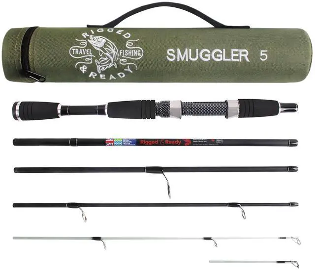 Main image of Rigged and Ready Smuggler Series Travel Fishing Rods. Super Compact, 1 Spinning Rod and Reel Combo, 4 Spin, 1 Casting Rod + Cases. 2, 3 or 4 Tips. Spin and General Freshwater - Saltwater Fishing