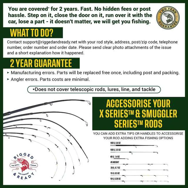 Alt view image 7 of 7 - Rigged and Ready Smuggler Series Travel Fishing Rods. Super Compact, 1 Spinning Rod and Reel Combo, 4 Spin, 1 Casting Rod + Cases. 2, 3 or 4 Tips. Spin and General Freshwater - Saltwater Fishing