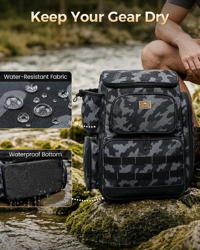 Alt view image 5 of 7 - Pro Fishing Backpack with 4 Tackle Boxes, 3600 Tackle Box Backpack | Fishing Bag with Rod Holder, Tackle Backpack with Large Side Gear Storage & Insulated Cooler Compartment, Fishing Gifts