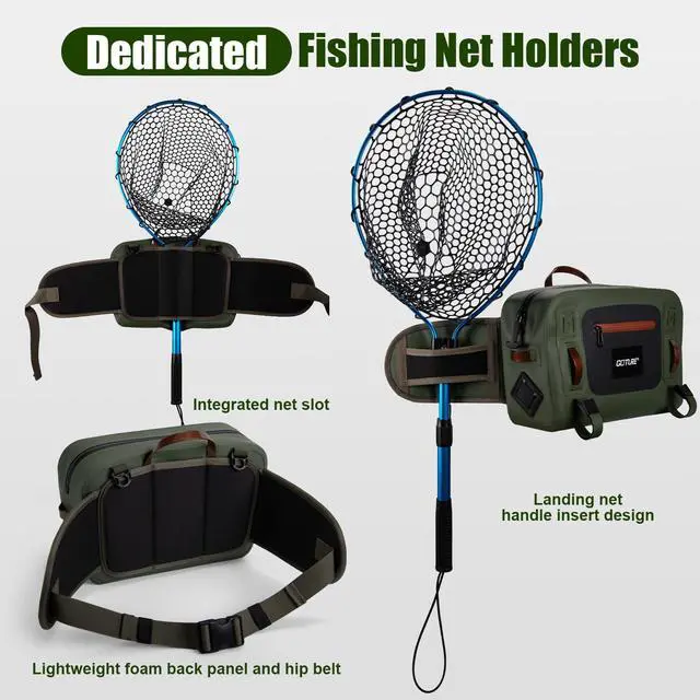 Alt view image 6 of 7 - Waterproof Fishing Waist Pack,IPX8 840D TPU Large Tackle Bag with Rod Holder,Airtight Zipper Closure,Detachable Water Bottle Holder, 10L Fly Fishing Bag with Adjustable Strap,Sling Fanny Pack