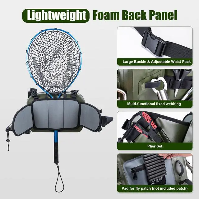 Alt view image 4 of 7 - Waterproof Fishing Waist Pack,IPX8 840D TPU Large Tackle Bag with Rod Holder,Airtight Zipper Closure,Fly Fishing Bag with Adjustable Waist Strap,Sling Fanny Pack with Lanyard,Forceps,Nipper