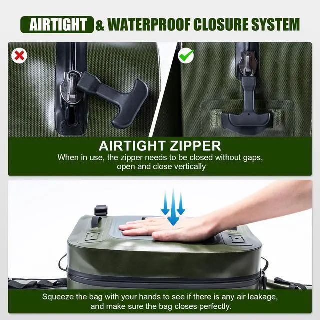 Alt view image 6 of 7 - Waterproof Fishing Waist Pack,IPX8 840D TPU Large Tackle Bag with Rod Holder,Airtight Zipper Closure,Fly Fishing Bag with Adjustable Waist Strap,Sling Fanny Pack with Lanyard,Forceps,Nipper