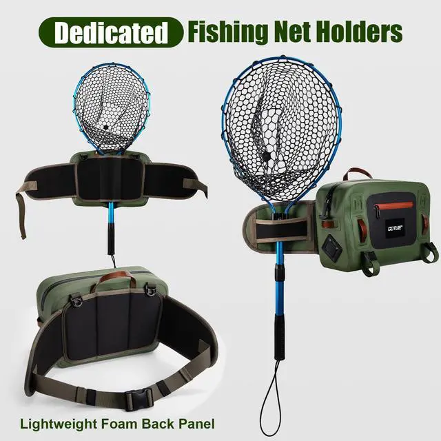 Alt view image 6 of 7 - Waterproof Fishing Waist Pack,IPX8 840D TPU Large Tackle Bag with Rod Holder,Airtight Zipper Closure,Detachable Water Bottle Holder, 10L Fly Fishing Bag with Adjustable Strap,Sling Fanny Pack