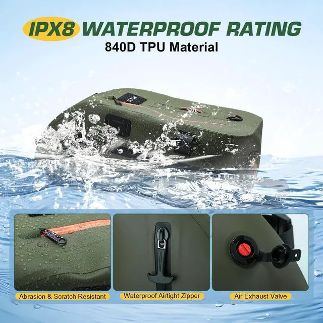 Alt view image 2 of 7 - Waterproof Fly Fishing Sling Pack,IPX8 840D TPU Fishing Sling Bag Gear Storage,13L Tackle Backpack with Rod Holder,Airtight Zipper,Exhaust Valve,Adjustable Strap,Wader Bag Included,Gift for Men
