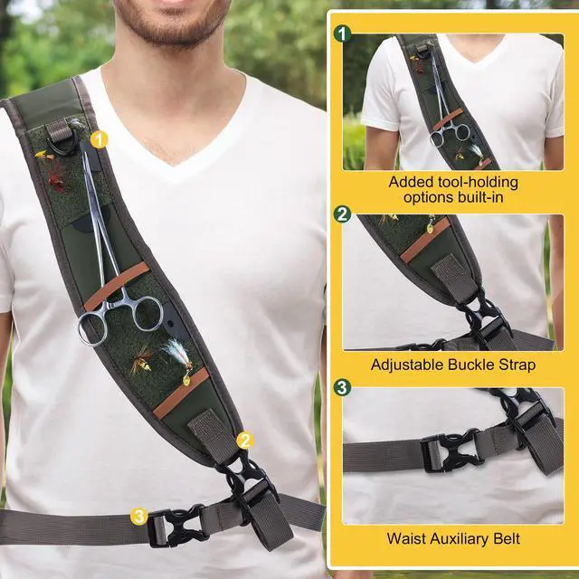 Alt view image 5 of 7 - Waterproof Fly Fishing Sling Pack,IPX8 840D TPU Fishing Sling Bag Gear Storage,13L Tackle Backpack with Rod Holder,Airtight Zipper,Exhaust Valve,Adjustable Strap,Wader Bag Included,Gift for Men