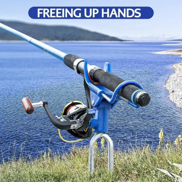 Alt view image 6 of 7 - Fishing Rod Holder for Ground, Fishing Pole Holders for Ground 2/4PCS, Rod Holders for Bank Fishing with Long Drill Stake Rod Stand for Shore, Beach, Mud, Catfish, Gift for Men,360° Adjustable