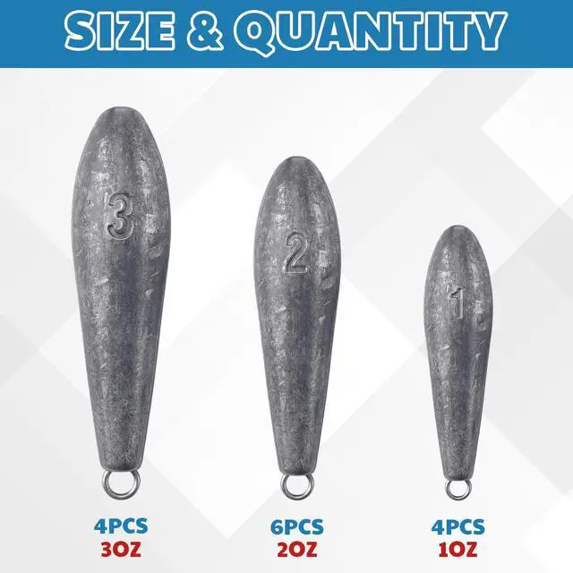 Alt view image 2 of 7 - 19/21/42 Piece Snap Weight Kit Trolling System Include Trolling Weights Red Clips Bullet/Fish Shape Fishing Weights for Walleye Saltwater Freshwater Fishing