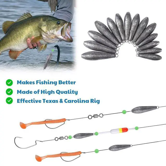 Alt view image 5 of 7 - 19/21/42 Piece Snap Weight Kit Trolling System Include Trolling Weights Red Clips Bullet/Fish Shape Fishing Weights for Walleye Saltwater Freshwater Fishing