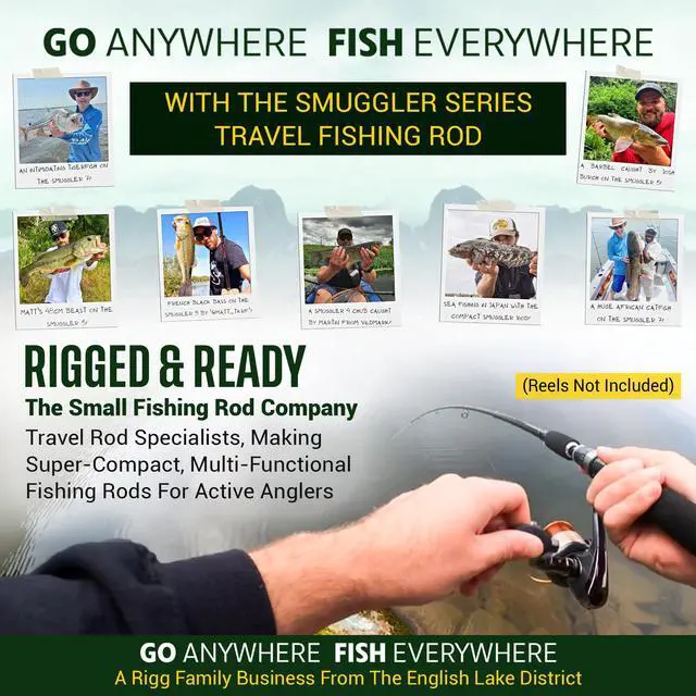 Alt view image 7 of 7 - Rigged and Ready Smuggler Series Travel Fishing Rods. Super Compact, 1 Spinning Rod and Reel Combo, 4 Spin, 1 Casting Rod + Cases. 2, 3 or 4 Tips. Spin and General Freshwater - Saltwater Fishing