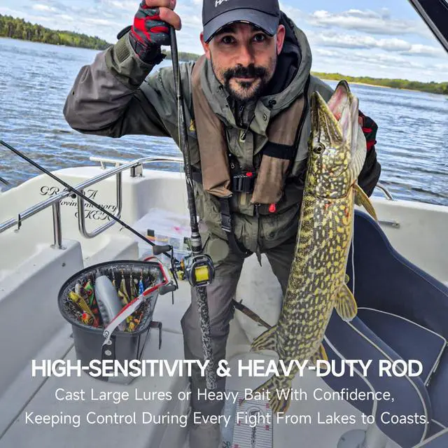 Alt view image 3 of 7 - SINDOREI Heavy Fishing Rod, 2-Piece Heavy Casting & Spinning Rod | Big Game Rod Suitable for Swimbaits Jigs Catfish Musky Striper, Freshwater & Inshore Saltwater