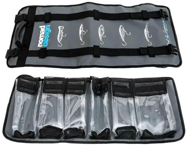 Main image of Lure Roll - Medium Size with 6 Pockets Respectively, Portable Waterproof Tarpaulin Fish Lure Bag - Heavy Duty PVC Window, Mesh Cleaning & Drying Tabs