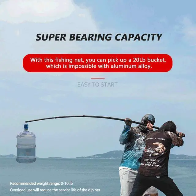 Alt view image 4 of 7 - 9ft/11.15ft Extra Long Fishing Net with Telescoping Handle, Carbon Fiber Extendable Landing Net, Dip Net for Fishing, Crab nets for Crabbing, Rubber Coated Netting, Holds up to 20lbs