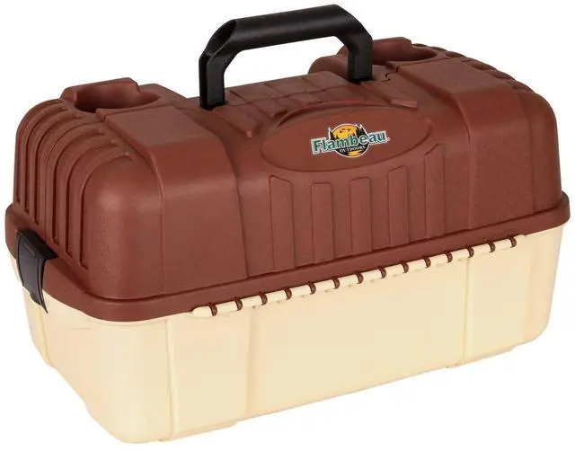 Main image of Outdoors 2059 Hip Roof 7-Tray Fishing Tackle Box - Large Portable All-Weather Fishing Lure Organizer, 61 Compartments, Beige/Terracota Brown