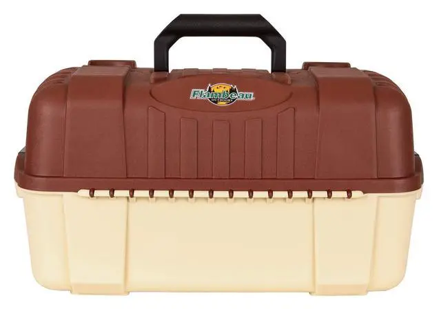 Alt view image 6 of 7 - Outdoors 2059 Hip Roof 7-Tray Fishing Tackle Box - Large Portable All-Weather Fishing Lure Organizer, 61 Compartments, Beige/Terracota Brown
