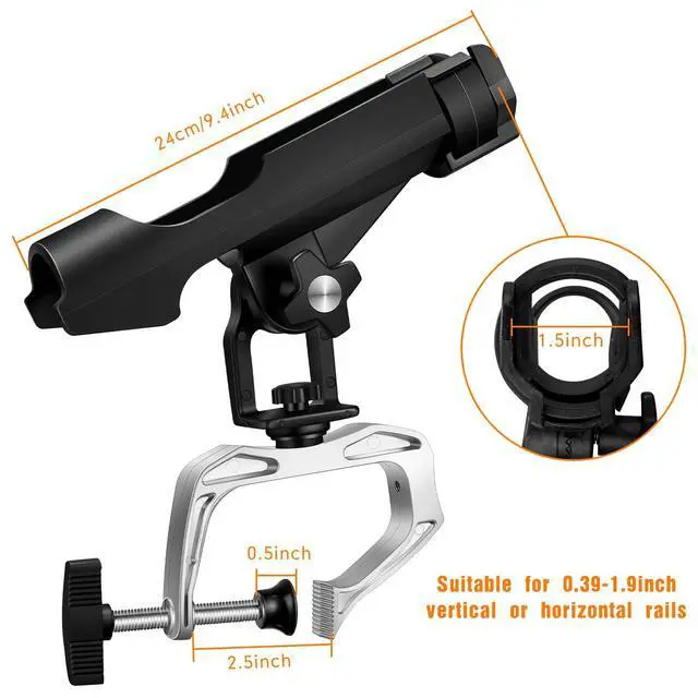 Alt view image 2 of 6 - 6 Pack Fishing Boat Rod Holder 360 Degree Adjustable with Large Clamp Boat Rod Bracket Folding Fishing Pole Holders for Kayak Canoe Raft