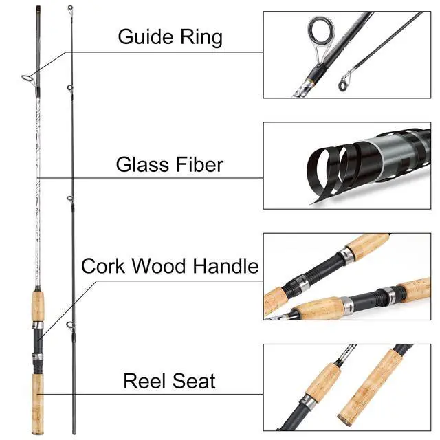 Alt view image 5 of 7 - Spinning & Casting Rods, Strong Carbon&Glass Composite Fishing Rod with Stainless Steel Line Guides for Bass, Trout, Panfish, Catfish