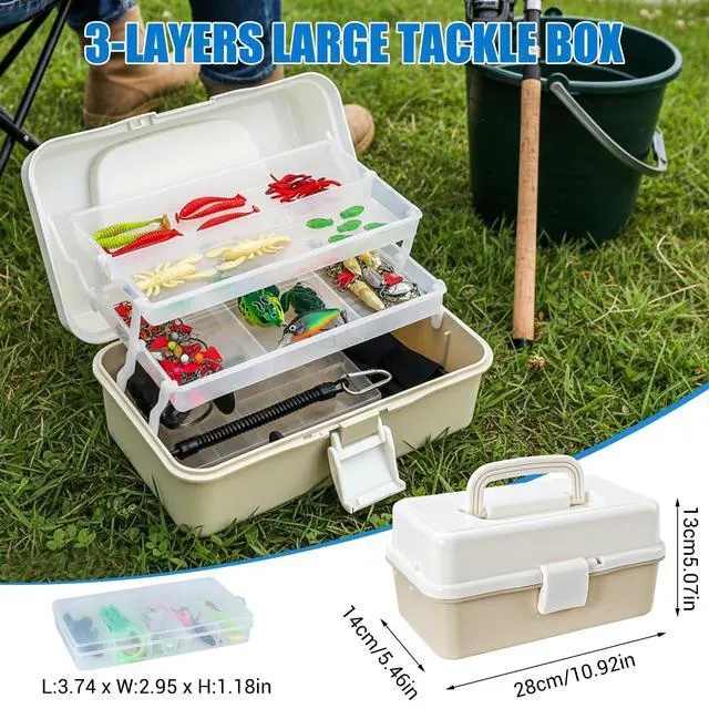 Alt view image 2 of 7 - Layers Fishing Tackle Box, 213Pcs Fishing Lures Kit with Small Fishing Tool Kit Containing Weights Scale, Lip Clip, Hook Remover, Fishing Accessories, Fishing Gear for Beginners, Kids, Men, Adults