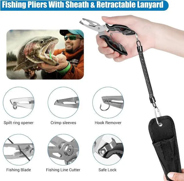 Alt view image 6 of 7 - Layers Fishing Tackle Box, 213Pcs Fishing Lures Kit with Small Fishing Tool Kit Containing Weights Scale, Lip Clip, Hook Remover, Fishing Accessories, Fishing Gear for Beginners, Kids, Men, Adults