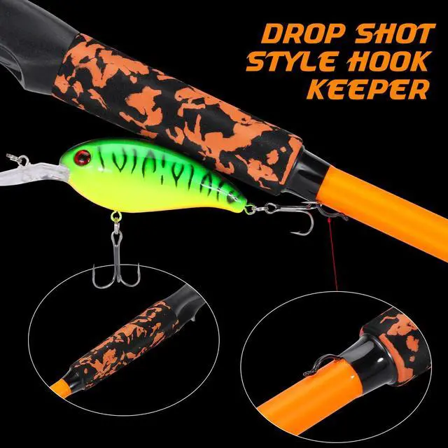 Alt view image 4 of 7 - Baitcaster Combo IM7 Graphite M/MH 2-Piece Travel Rod, 6.3:1 High-Speed Reel,18LB Drag for Bass, Catfish, Trout, Panfish