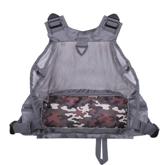 Alt view image 3 of 7 - Fly Fishing Vest Pack Adjustable for Men and Women (Light Gray) | Breathable Mesh, Multiple pockets, Adjustable Size, Lightweight, Backpack for Outdoor Trout Bass Fishing