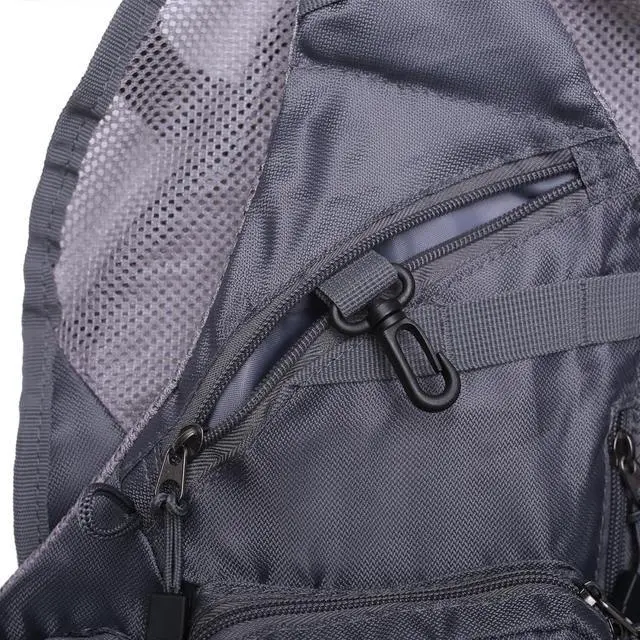 Alt view image 2 of 7 - Fly Fishing Vest Pack Adjustable for Men and Women (Light Gray) | Breathable Mesh, Multiple pockets, Adjustable Size, Lightweight, Backpack for Outdoor Trout Bass Fishing