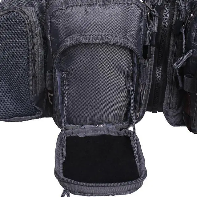 Alt view image 6 of 7 - Fly Fishing Vest Pack Adjustable for Men and Women (Light Gray) | Breathable Mesh, Multiple pockets, Adjustable Size, Lightweight, Backpack for Outdoor Trout Bass Fishing