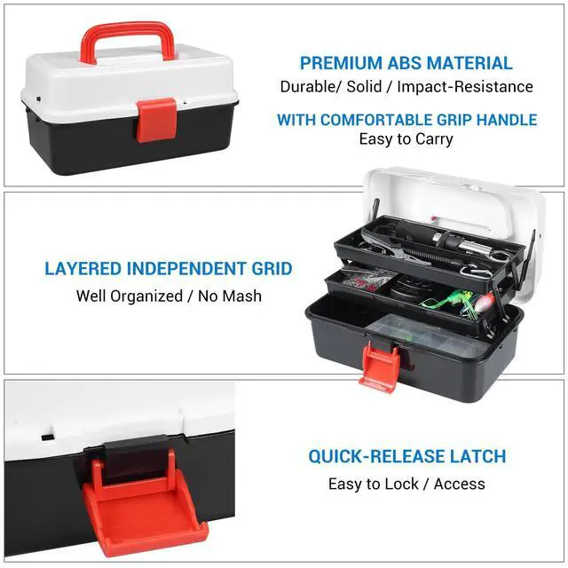 Alt view image 2 of 7 - 3 Layers Fishing Tackle Box, 213Pcs Fishing Lures Kit with Small Fishing Tool Kit Containing Weights Scale, Lip Clip, Hook Remover, Fishing Accessories, Fishing Gear for Beginners Kids, Men, Adults